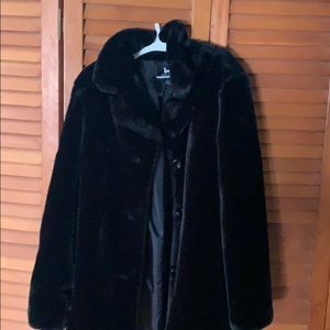 Black faux fur coat
